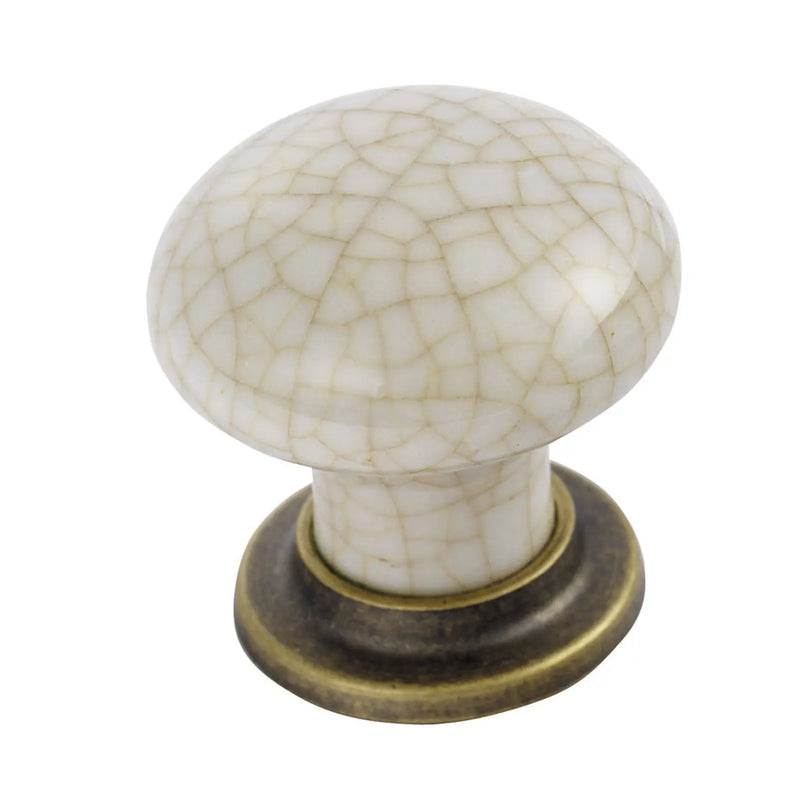 Porcelain Knob With Finished Base 35Mm - Florentine Bronze/Ivory Crackle Glaze 28 ( 37 )