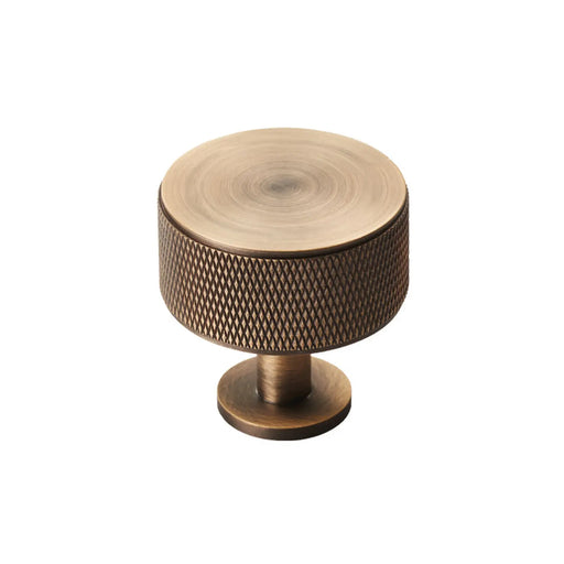 Knurled Cabinet Radio Knob - Antique Brass