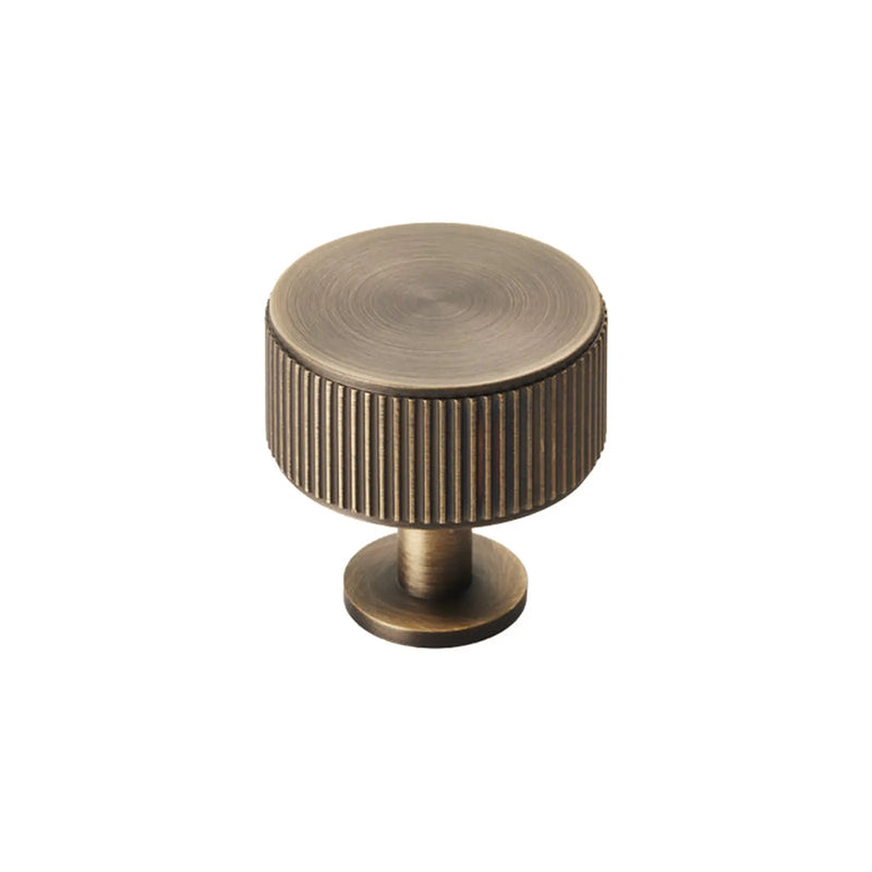 Lines Cabinet Radio Knob - Antique Brass
