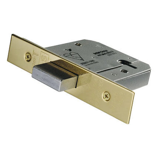 64Mm Bs Deadlock - 5 Lever - Square - Stainless Brass