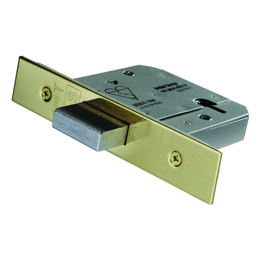 76Mm Bs Deadlock - 5 Lever - Square - Stainless Brass