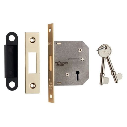 64Mm Dead Lock - 3 Lever - Square - Electro Brassed