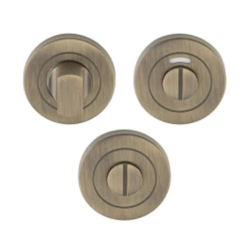 Turn & Release - 5Mm Spindle - Push-On Round Rose - Optional Indicator - Antique Brass