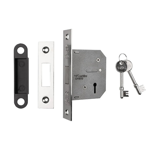 64Mm Dead Lock - 3 Lever - Square - Blister Pack - Nickel Plated 65MM