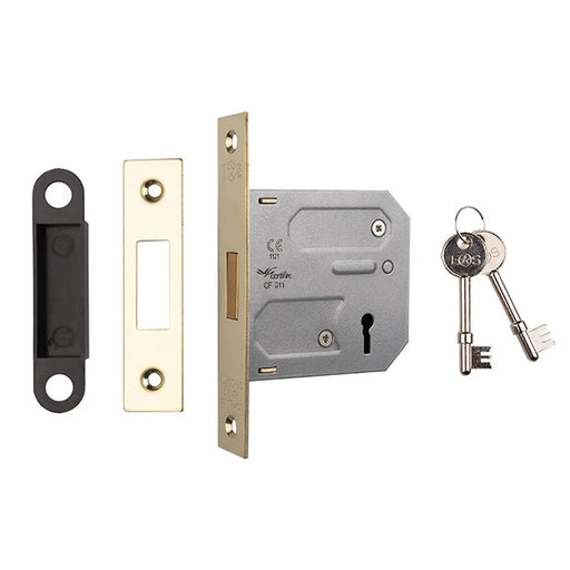 76Mm Dead Lock - 3 Lever - Square - Electro Brassed