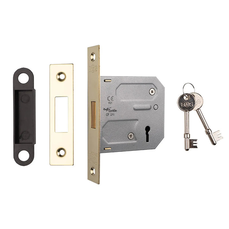 76Mm Dead Lock - 3 Lever - Square - Electro Brassed