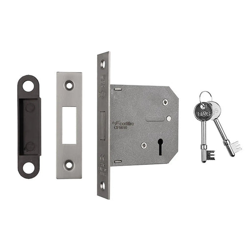76Mm Dead Lock - 3 Lever - Square - Satin Nickel
