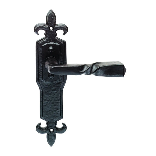 Barley Twist Lever On Face-Fix Backplate - Latch - Black Antique 222 X 50 MM