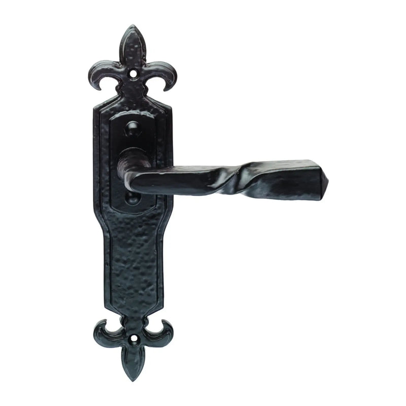 Barley Twist Lever On Face-Fix Backplate - Latch - Black Antique 222 X 50 MM
