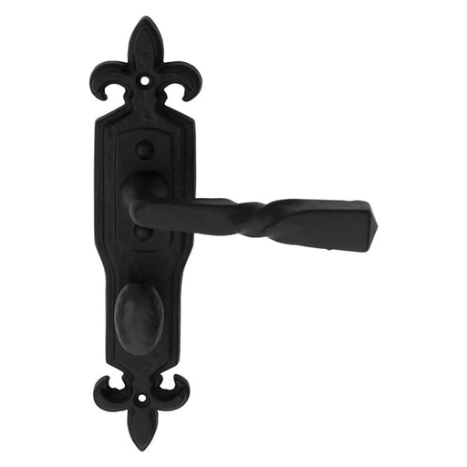 Barley Twist Lever On Face-Fix Backplate - Bathroom 57Mm C/C - Black Antique 222 x 50mm