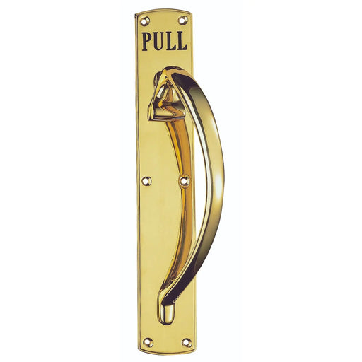 Pull Handle (Engraved - Right Hand) - Polished Brass 457MM X 76MM
