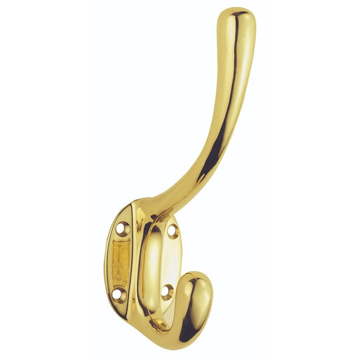 Heavy Architectural Quality Hat & Coat Hook - Polished Brass 143MM