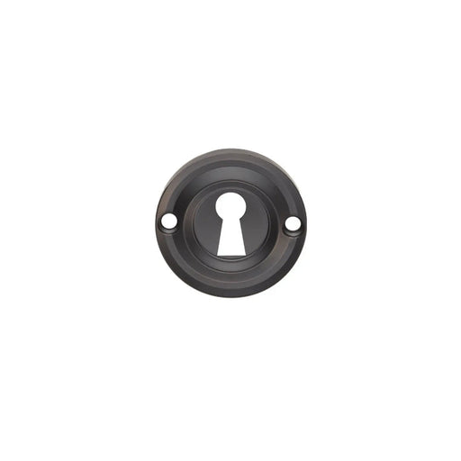Victorian Escutcheon Lock Profile Round Face Fix - Matt Black