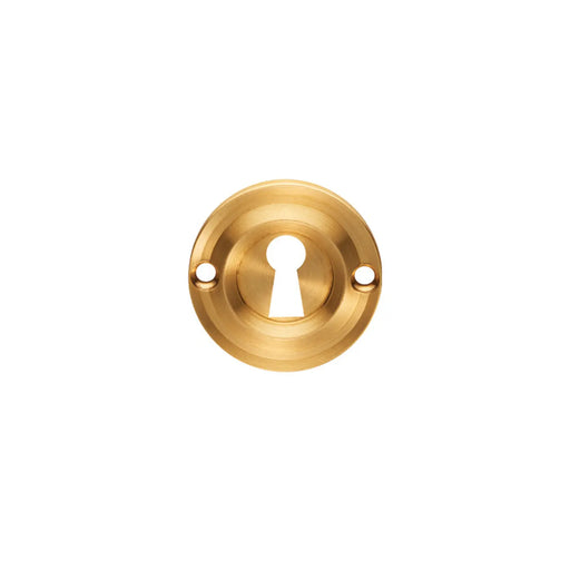 Victorian Escutcheon Lock Profile Round Face Fix - Satin Brass