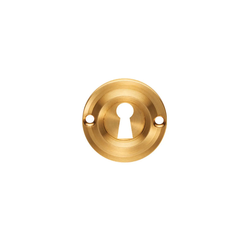 Victorian Escutcheon Lock Profile Round Face Fix - Satin Brass