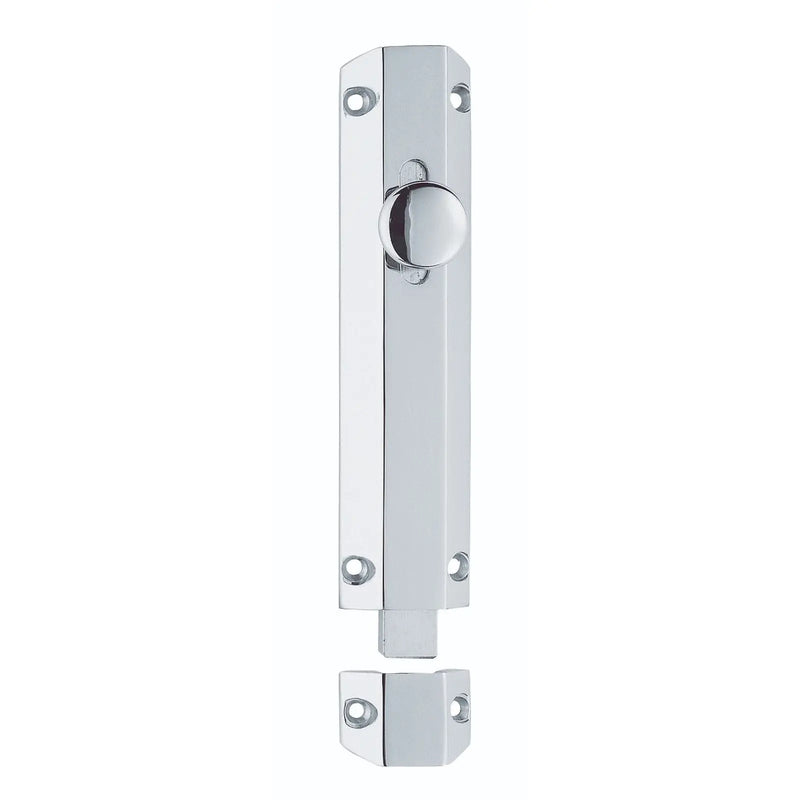 152 X 36Mm Surface Bolt C/W Keep Flat & Angled Mortice Keeps - Polished Chrome 150MM