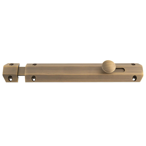 203 X 36Mm Surface Bolt C/W Keep Flat & Angled Mortice Keeps - Satin Brass