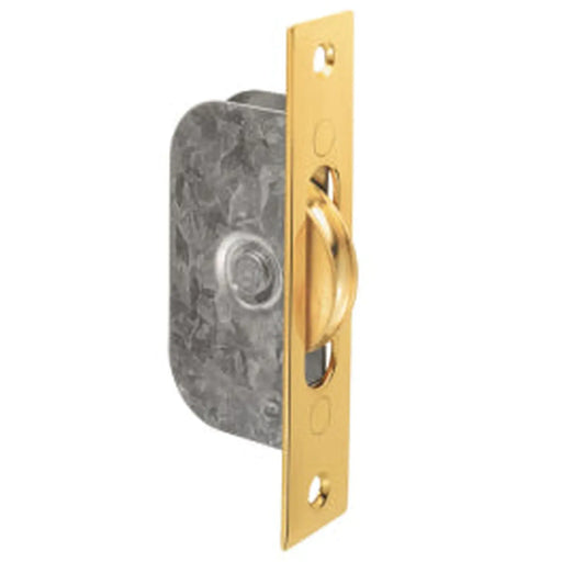 Sash Window Axle Pulley No 3 Square Polished Brass Forend With Brass Wheel - Polished Brass 117MM X 25MM