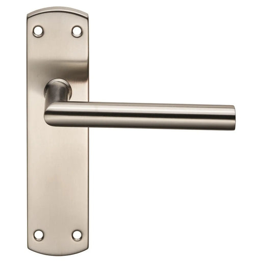 Mitred Lever On Face-Fix Backplate - Latch - Satin Stainless Steel