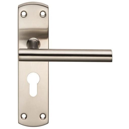 T-Bar Lever On Face-Fix Backplate - Euro 47.5Mm - Satin Stainless Steel