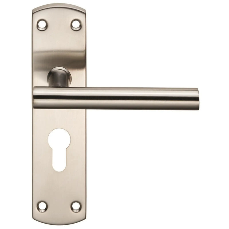 T-Bar Lever On Face-Fix Backplate - Euro 47.5Mm - Satin Stainless Steel