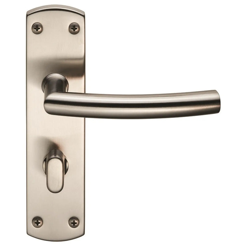 Arched Lever On Face-Fix Backplate - Bathroom 57Mm - Satin Stainless Steel