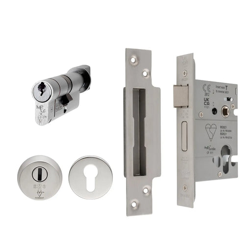 Euro Profile Bs8621 Cylinder/Turn Sashlock (Complete) - Satin Stainless Steel