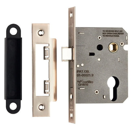 76Mm Sash Lock - Euro - 47.5Mm C/C - Square - Satin Nickel