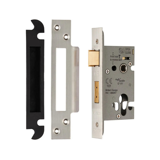 64Mm Heavy Duty Sashlock - Euro - 47.5Mm C/C - Square - Satin Stainless Steel