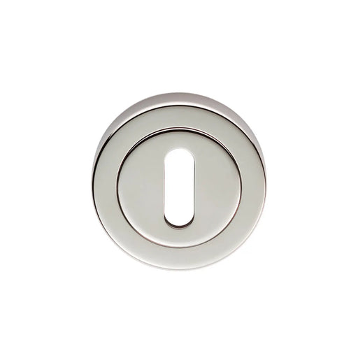 Escutcheon - Lock Profile - Screw-On Round Rose - Polished Nickel