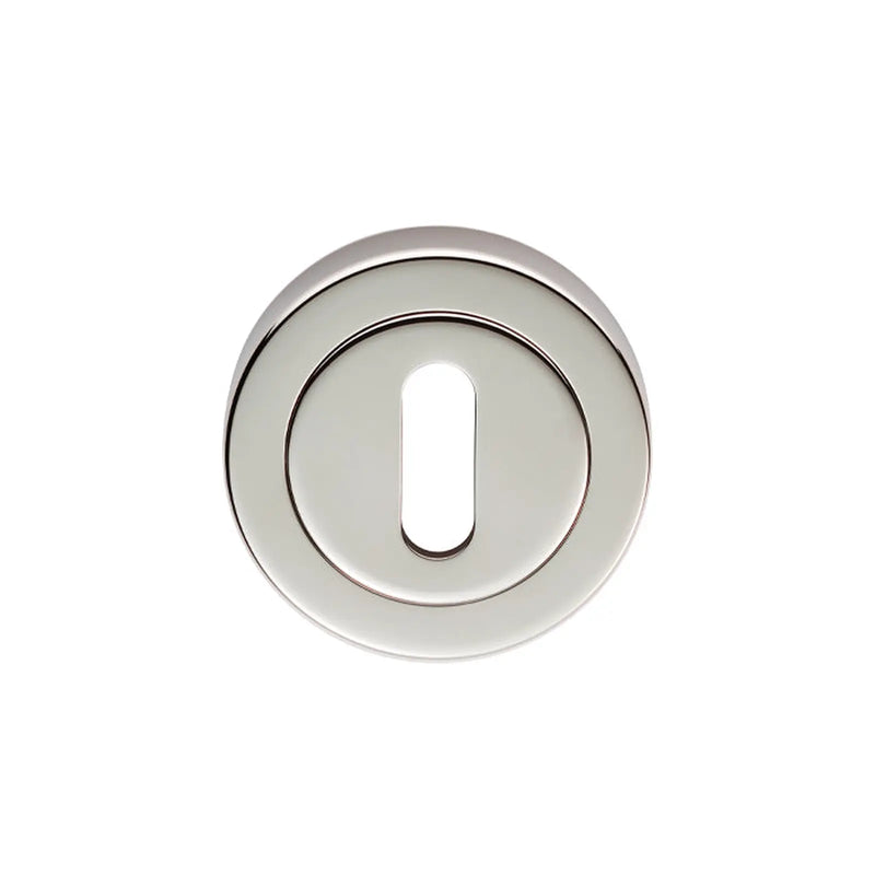 Escutcheon - Lock Profile - Screw-On Round Rose - Polished Nickel