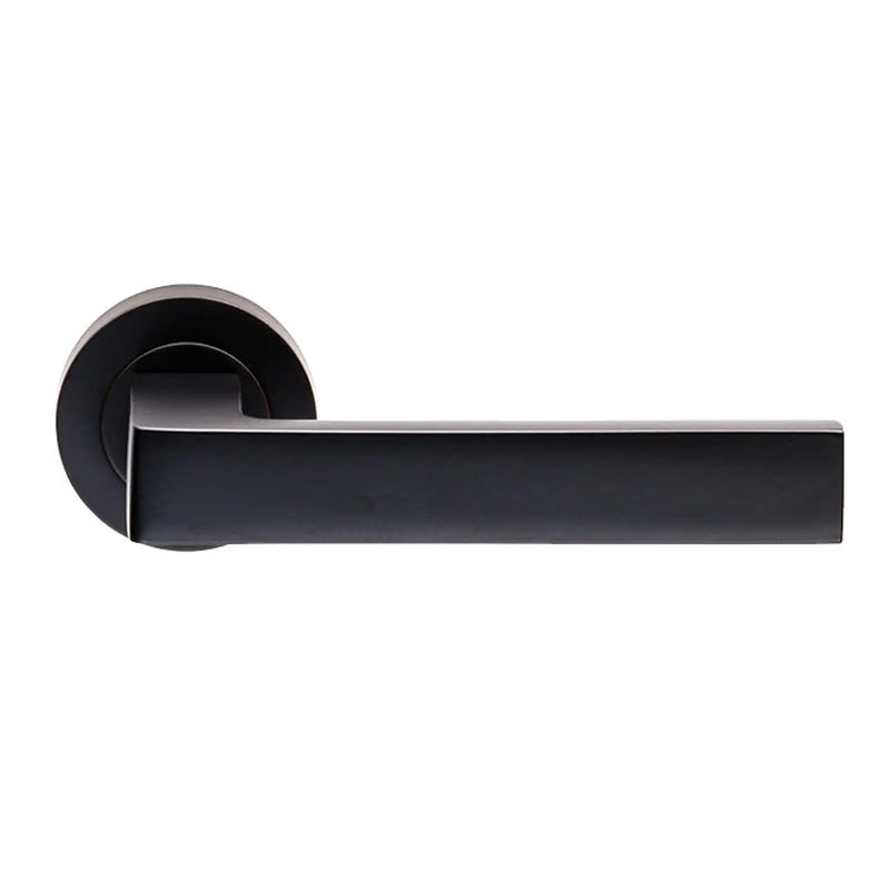 Sasso Lever On Sprung Screw-On Round Rose - Matt Black