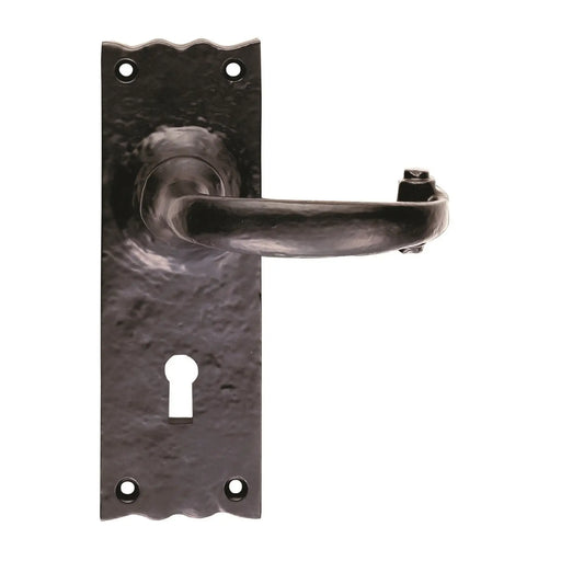 Traditional Lever On Face-Fix Backplate - Lock 57Mm C/C - Black Antique 152 X 55