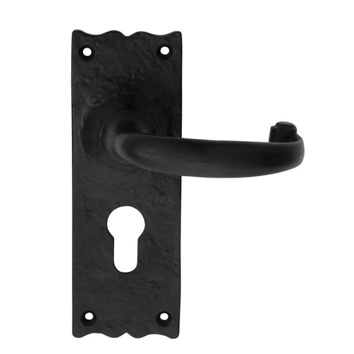 Traditional Lever On Face-Fix Backplate - Euro 47.5Mm C/C - Black Antique 152 X 55