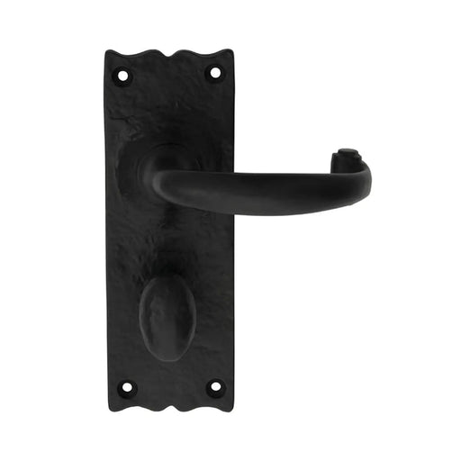 Traditional Lever On Face-Fix Backplate - Bathroom 57Mm C/C - Black Antique 152 X 55