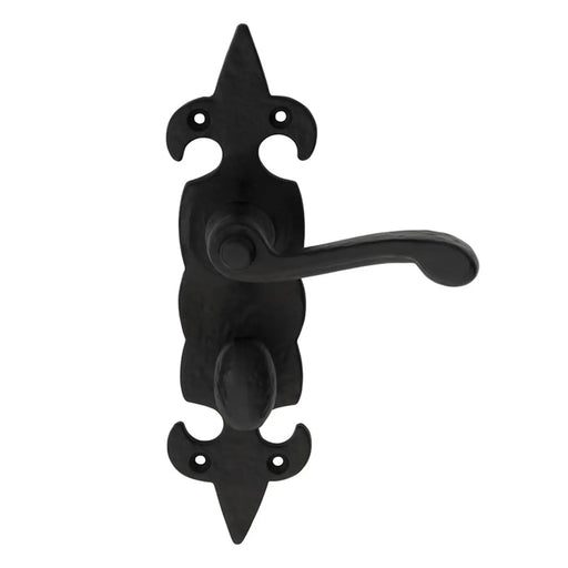 Fleur De Lys Lever On Face-Fix Backplate - Bathroom 57Mm C/C - Black Antique 178 X 55