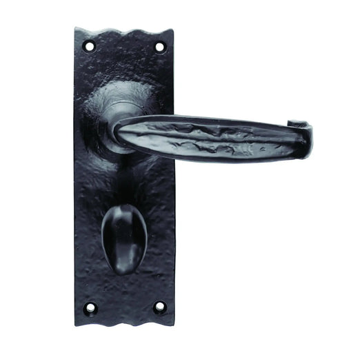 Traditional V Lever On Face-Fix Backplate - Bathroom 57Mm C/C - Black Antique 152mm x 55mm