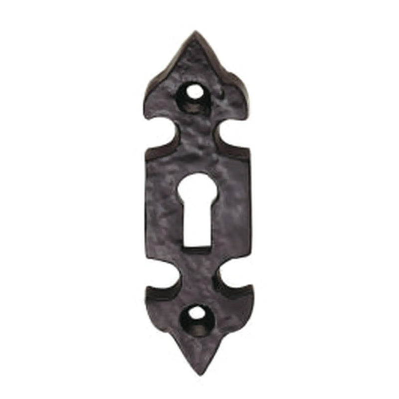 Escutcheon - Lock Profile Fleur De Lys Face Fix - Black Antique 84 X 25