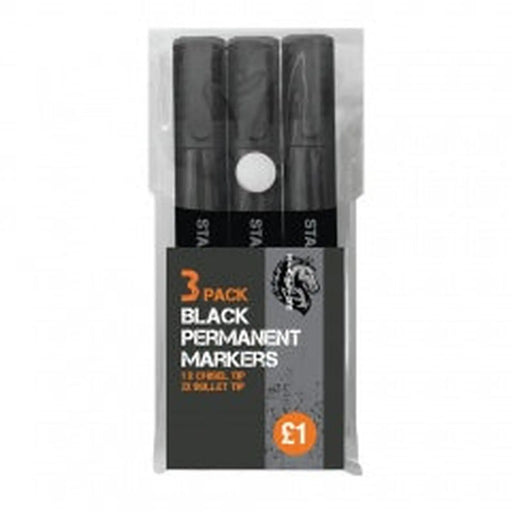 Stallion 3pk Black Permanent Markers