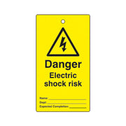 Centurion 'Danger Electric Shock Risk' Lockout Tag (Single Sided, 10 Pack)
