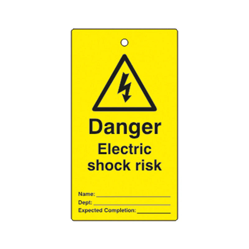 Centurion 'Danger Electric Shock Risk' Lockout Tag (Single Sided, 10 Pack)