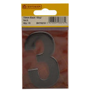 Centurion 75mm Black Helvetica Bold Condensed Style Vinyl Number 3 (Pack of 10) - Min Order 2