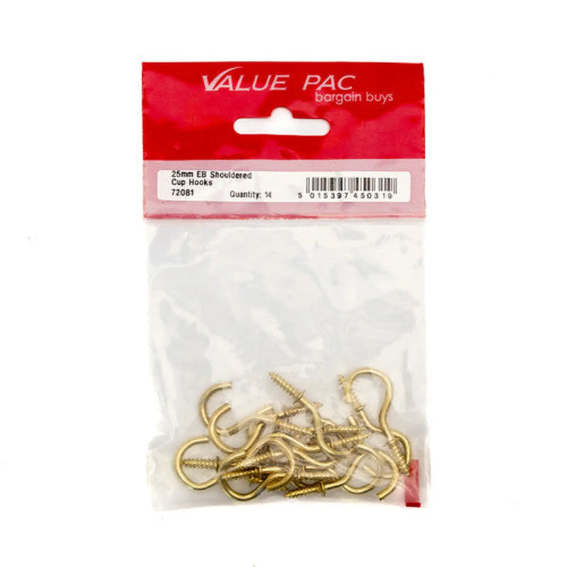 Centurion 25mm EB Shouldered Cup Hooks (Pack of 14) - Pack of 10
