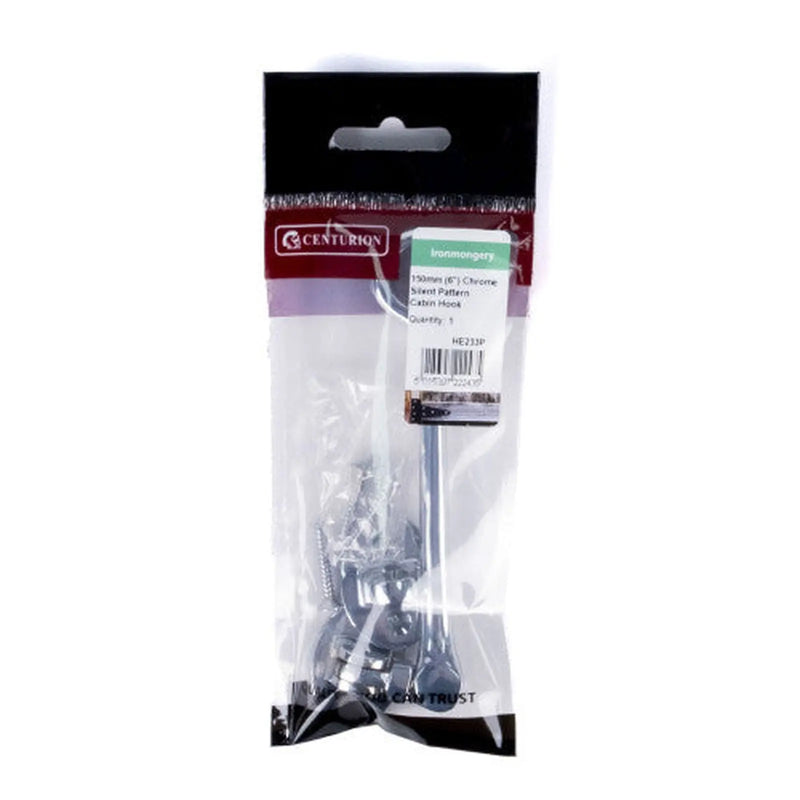 Centurion Silent Pattern Brass Cabin Hooks, Polished Chrome, 150mm - Pack of 5