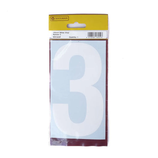 Centurion 150mm White Self Adhesive Vinyl Number 3 - Pack of 5