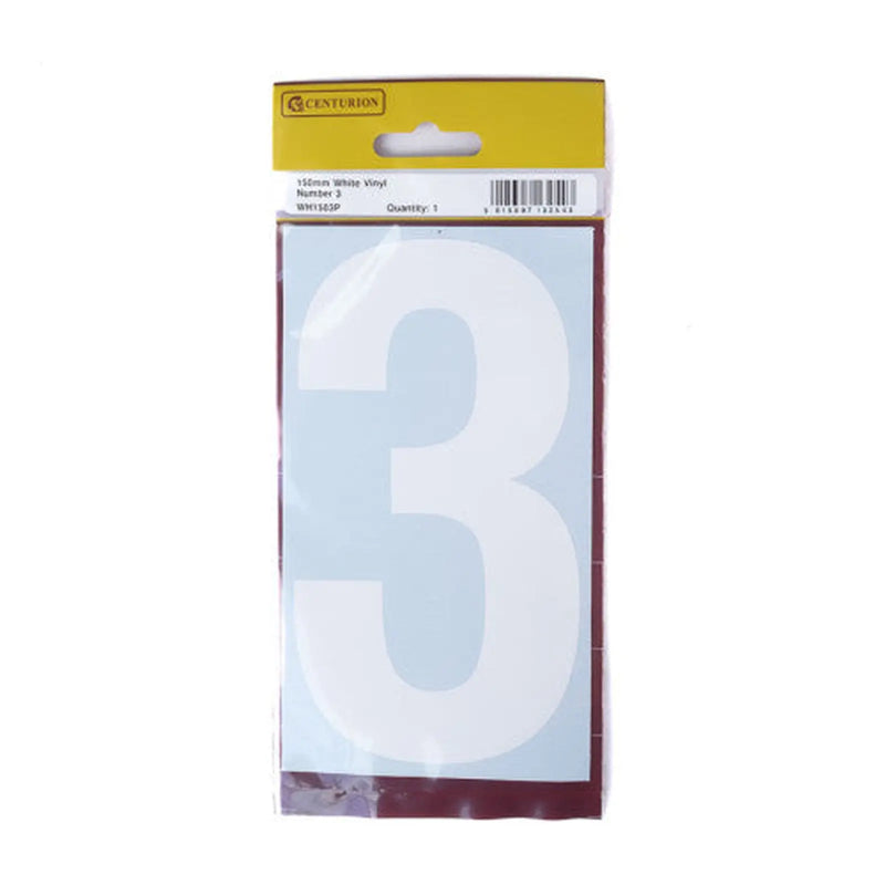 Centurion 150mm White Self Adhesive Vinyl Number 3 - Pack of 5