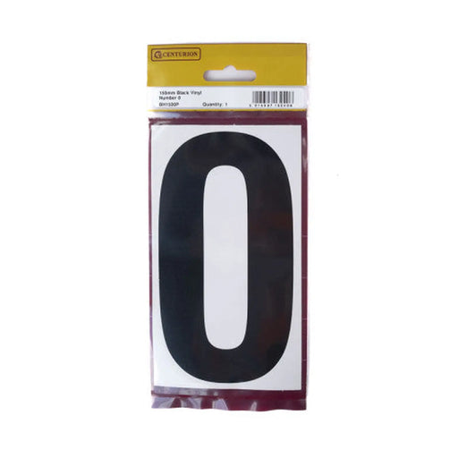 Centurion 150mm Black Self Adhesive Vinyl Number 0 - Pack of 5
