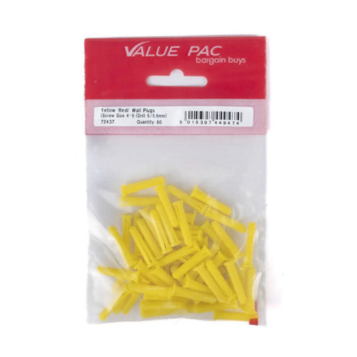 Centurion Screw Size 4-6 Drill 5/5.5mm Yellow 'Redi' Plugs 60pk - Pack of 10