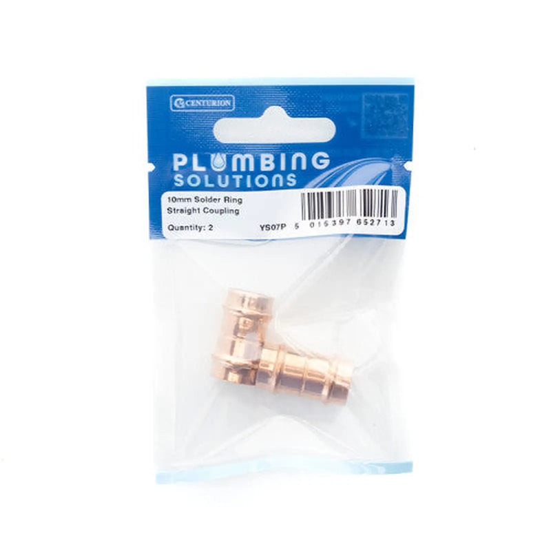 Centurion 10mm Solder Ring Copper Straight Coupling - Pack of 5