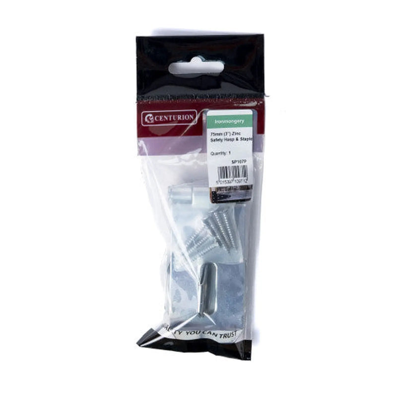 Centurion Safety Hasp and Staples, Zinc Plated, 75mm - Pack of 5